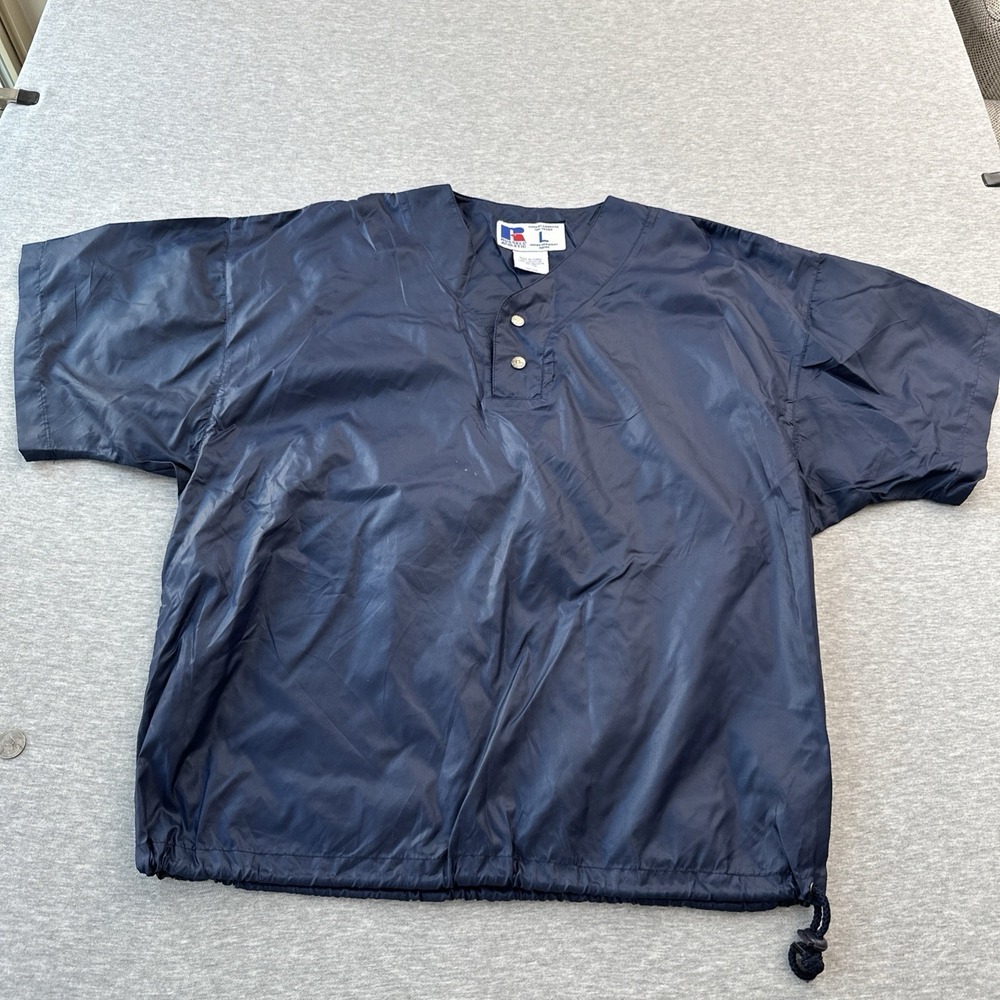 Russel Athletic Navy Pullover Windbreaker Short Sleeve Size L